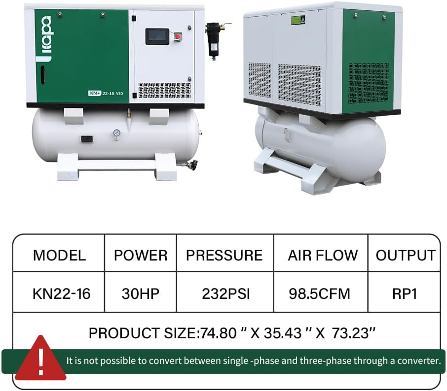 KAPA rotary screw air compressor review,30HP screw compressor worth buying,KAPA 5-in-1 compressor pros cons,buy KAPA industrial air compressor,best rotary screw compressor for workshop,KAPA compressor vs alternatives unboxing and complete package contents