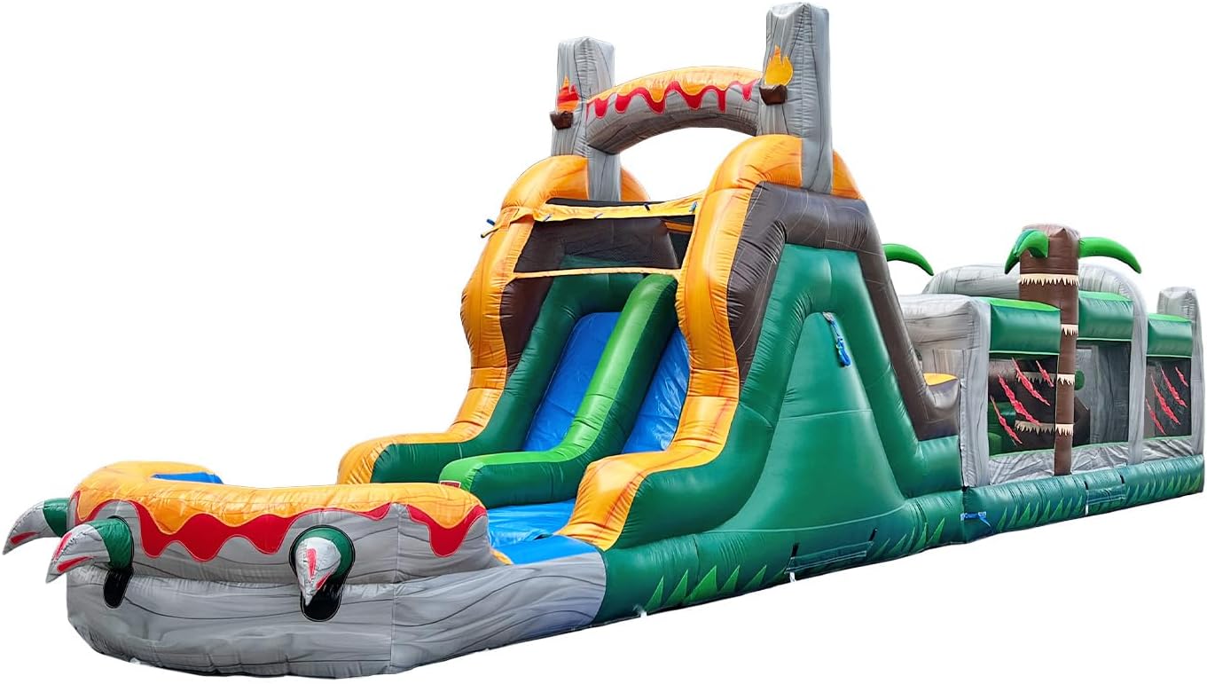 HeroKiddo T-Rex inflatable obstacle course review detailed features and technical specifications