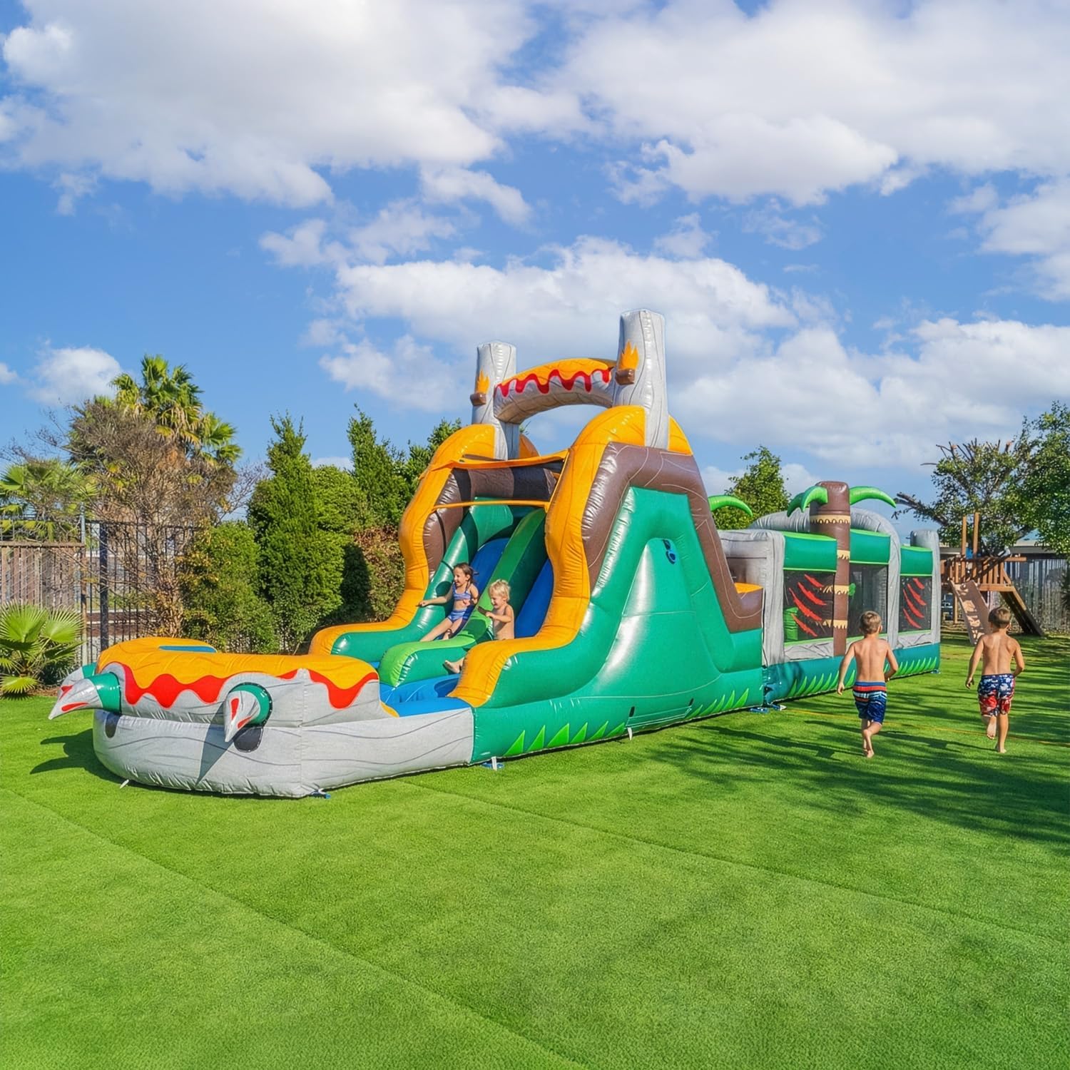 Step-by-step guide for HeroKiddo T-Rex inflatable obstacle course review complete tutorial