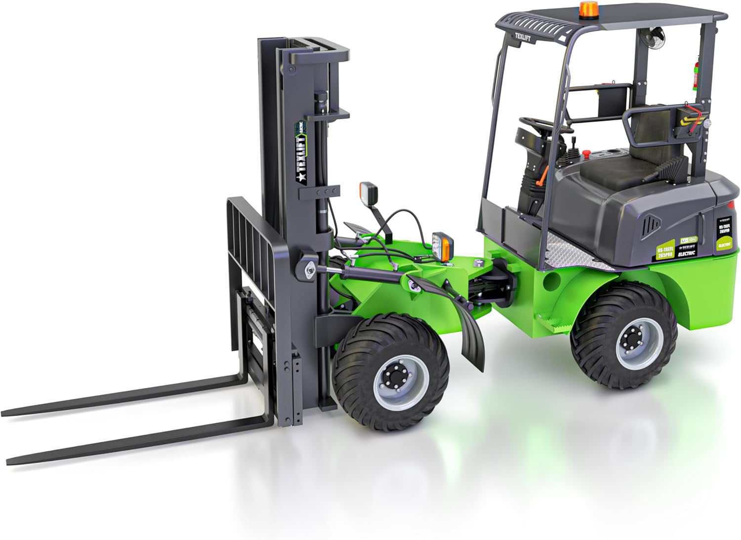 TEXLIFT all-terrain electric forklift review,TEXLIFT electric forklift worth it,best all-terrain forklift,TEXLIFT 2650 lb forklift pros cons,off-road electric forklift for construction - detailed features and technical specifications