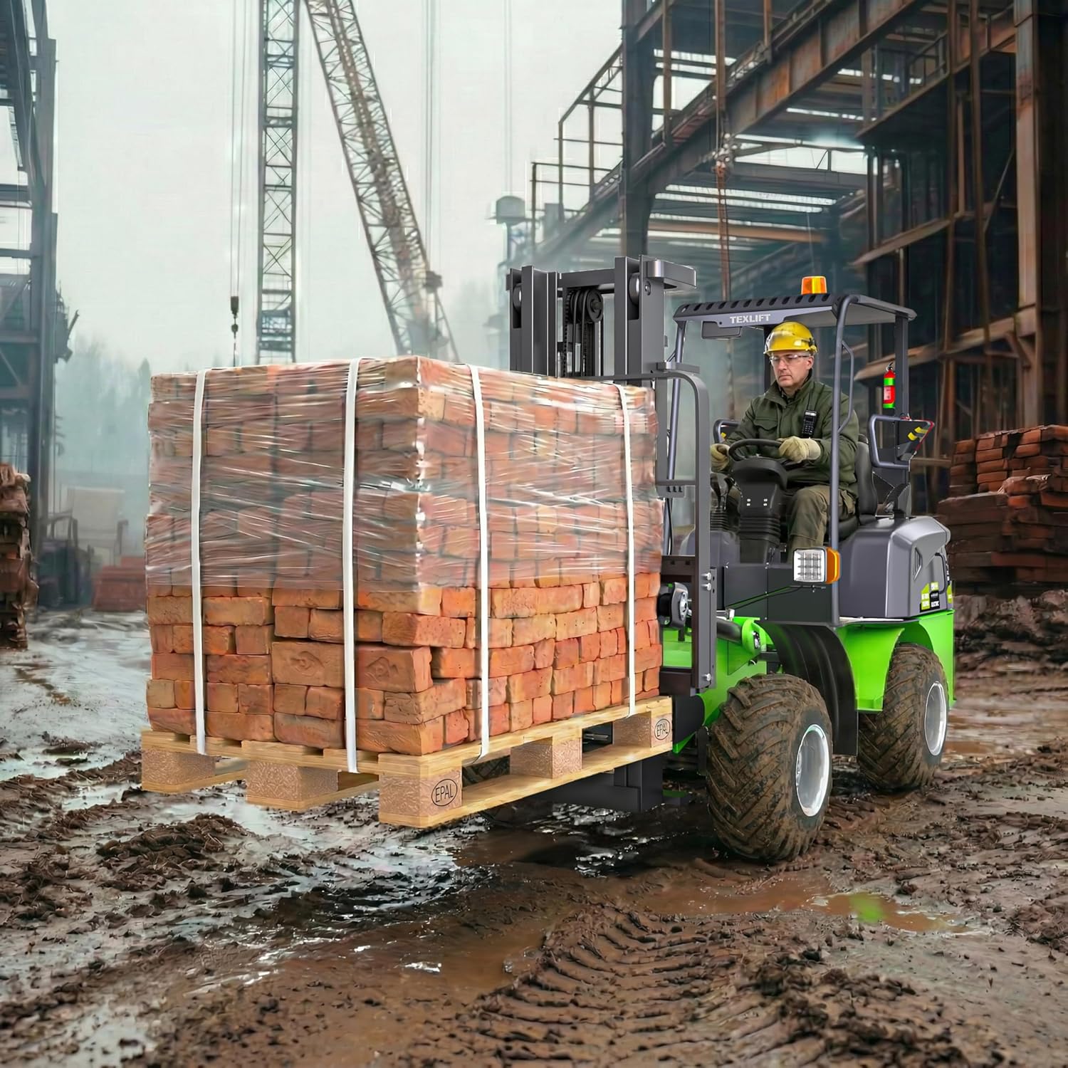 TEXLIFT all-terrain electric forklift review,TEXLIFT electric forklift worth it,best all-terrain forklift,TEXLIFT 2650 lb forklift pros cons,off-road electric forklift for construction performance testing and real-world results