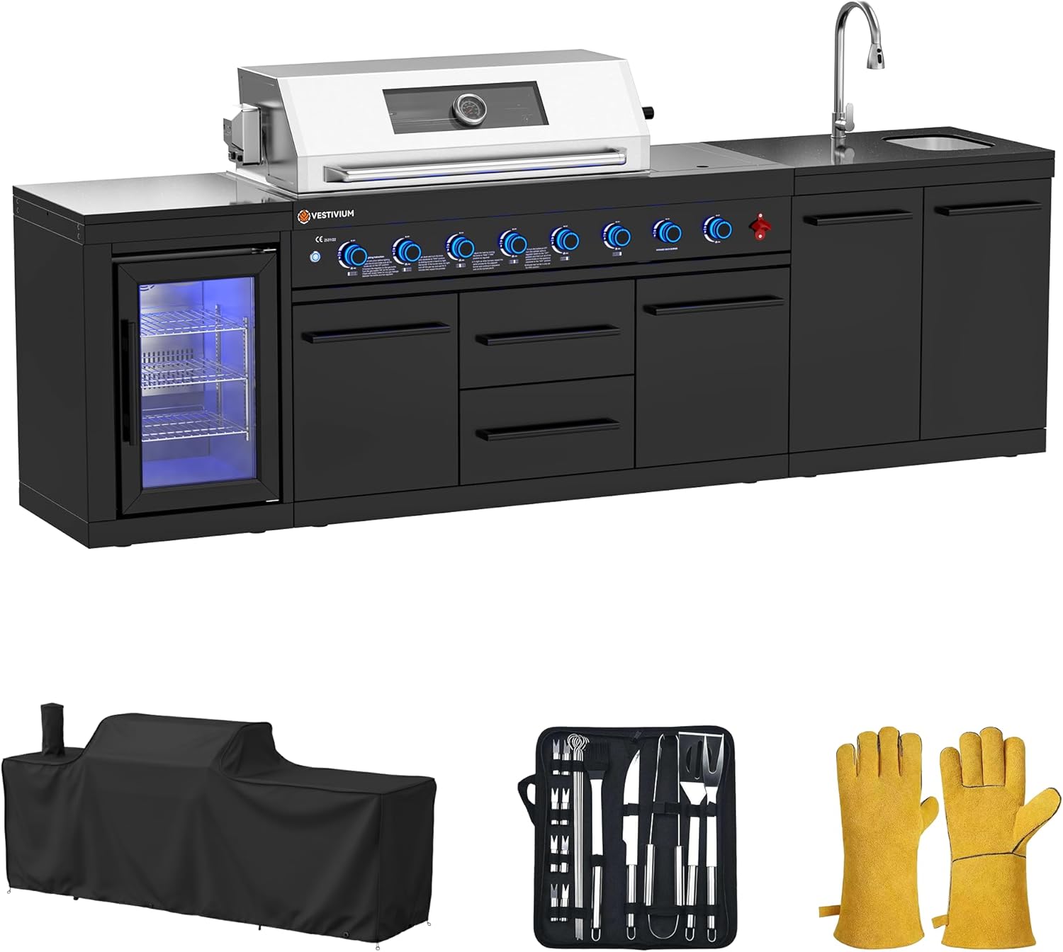VESTIVIUM 112 all-in-one outdoor kitchen review,best modular outdoor kitchen,VESTIVIUM outdoor kitchen pros cons,should I buy VESTIVIUM 112,VESTIVIUM 8-burner grill station worth buying,VESTIVIUM vs other outdoor kitchens - detailed features and technical specifications